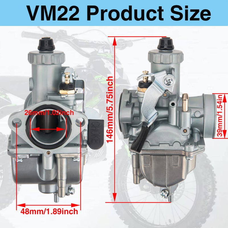 LIYYOO VM22 26m Carburetor with Air Filter Intake Compatible with Pipe Pit Dirt Bike Motorcycle 110cc 125cc 140cc Lifan YX Zongshen Pit Dirt Bike CRF70 XR50 KLX BBR Apollo Thumpstar Braaap Atomic DHZ SSR - Image 4